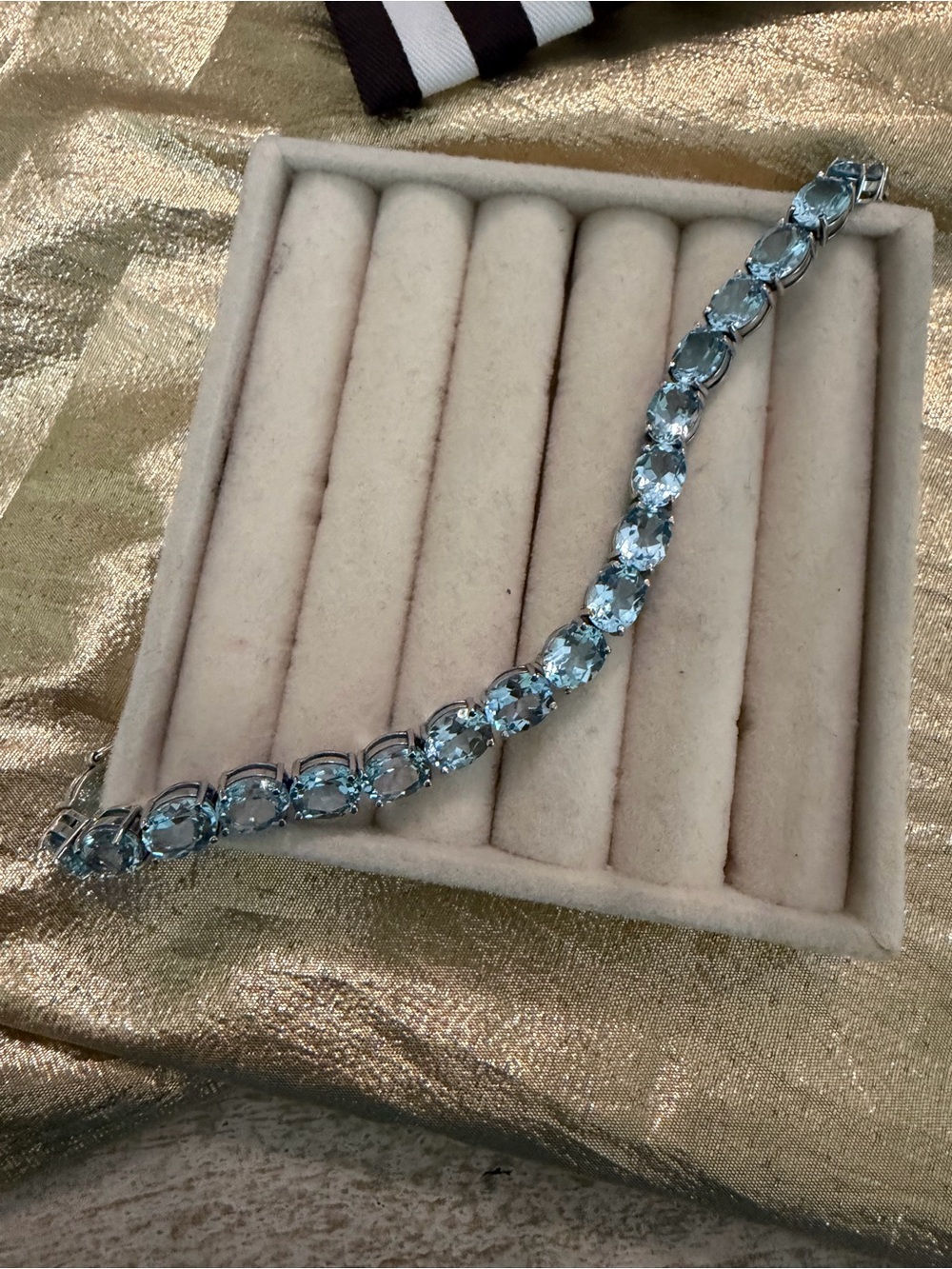 Sterling Silver Blue Topaz Tennis Bracelet - Elegant Blue Crystal Strand